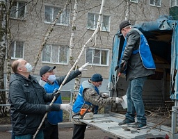 Организованы работы по опиловке аварийного дерева